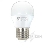 LÁMPARA LED ESFÉRICA 4,5W. LUZ CÁLIDA 3000K E-27 SILVER